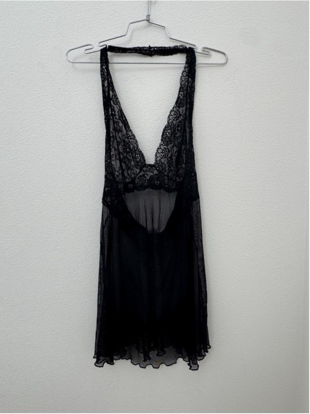 Vintage Victorias Secret Mesh Lace Halter Slip Dress Size L